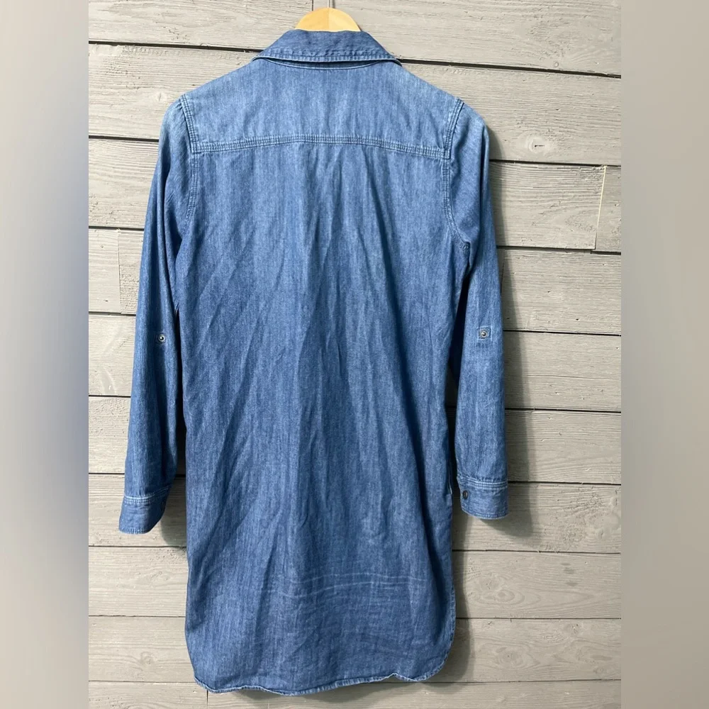 White House Black Market Long Sleeve Denim Button Up Jean Dress Sz 00 - Picture 11 of 15
